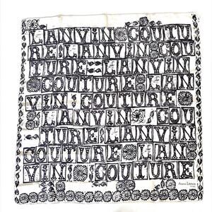 VINTAGE 1960S JEANNE LANVIN COUTURE SILK SCARF - BACK AND WHITE